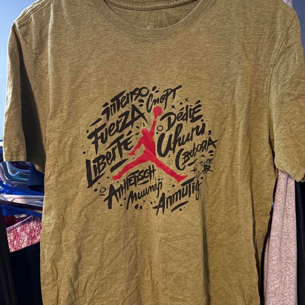 Jordan Men's Green and Khaki T-shirt